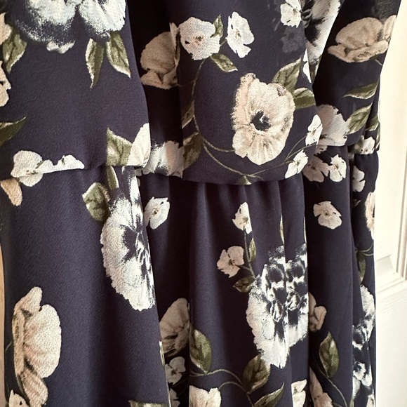 Women’s Navy Floral Fit & Flare Spring & Summer Party Dress Size Medium - Picture 7 of 11